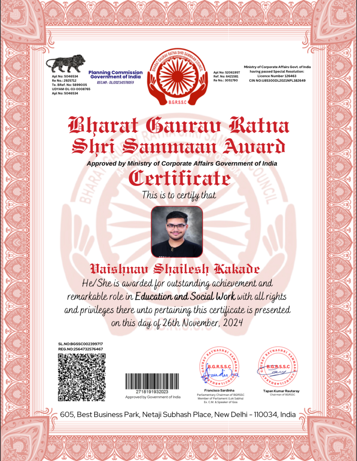 Bharat Gaurav Ratna Shri Samman Award